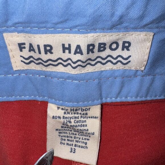 NWT Fair Harbor Jupiter Red Blue Board Shorts Swim Trunks Unlined 33"x 8" - Picture 6 of 6
